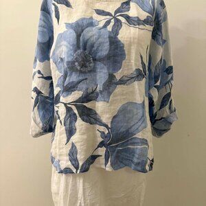 Made in Italy Linen 2-Piece Floral Tunic Set | Art-to-Wear | NWT | Lg